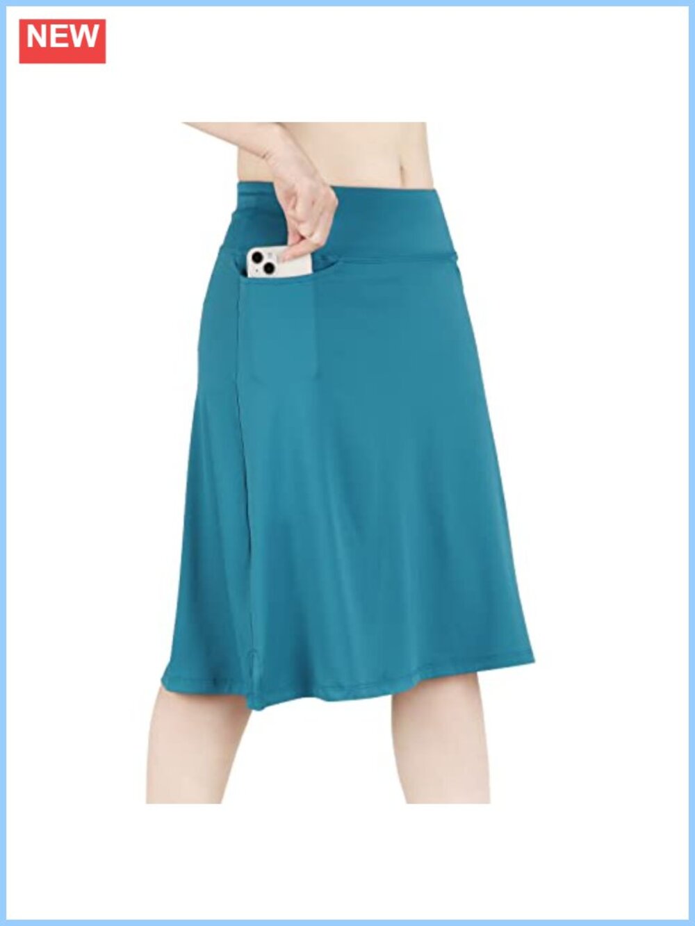 Women's Knee Length Skort Midi Skirt with Pockets 4-Way Stretch Moisture Wicking